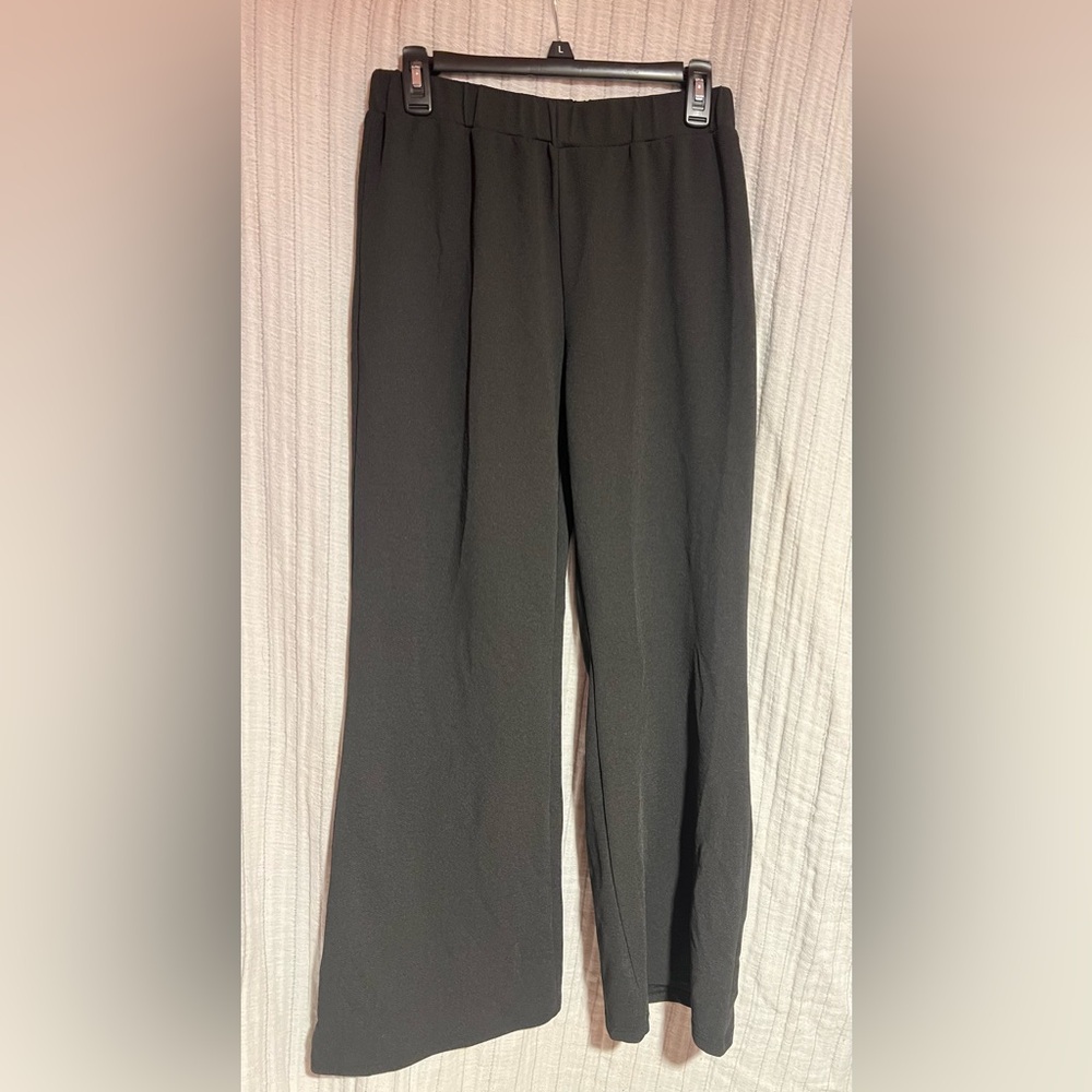 SHEIN Black Textured Wide Leg Pants